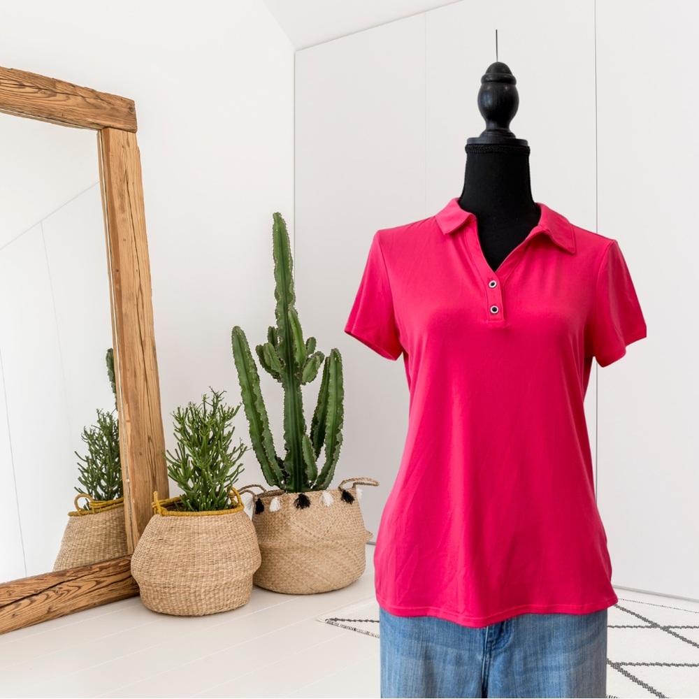 Chico’s Weekend Short Sleeve Stretch Collared Polo Shirt Top